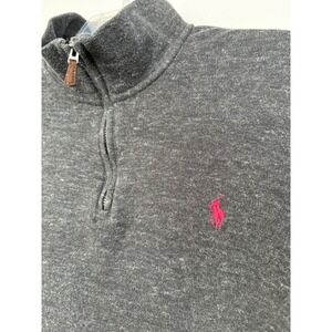 Polo Ralph Lauren Estate Rib Quarter Zip Pullover Charcoal Gray Mens L Preppy